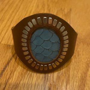 Fish scales & leather bracelet